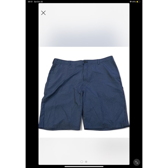 Ben Hogan Men's Golf Shorts Size 44 Blue Gingham Pattern Flat Front Performance - Picture 1 of 2